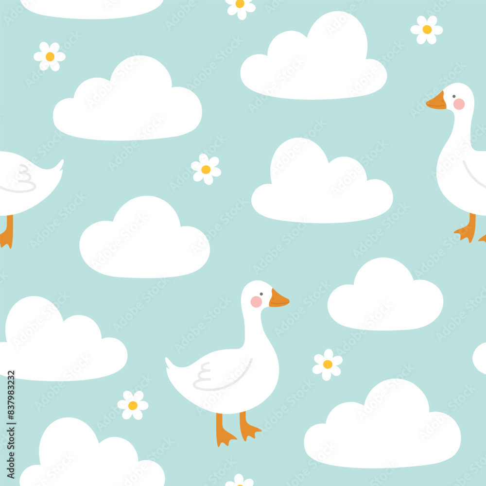 Swan Seamless Pattern, Vector illustration background Swan Seamless Pattern, Vector illustration background