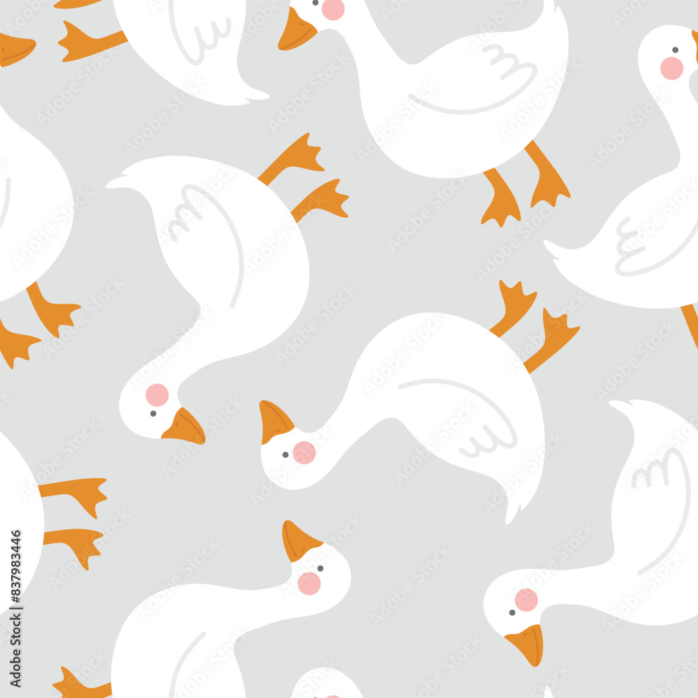 Obraz premium Swan Seamless Pattern, Vector illustration background