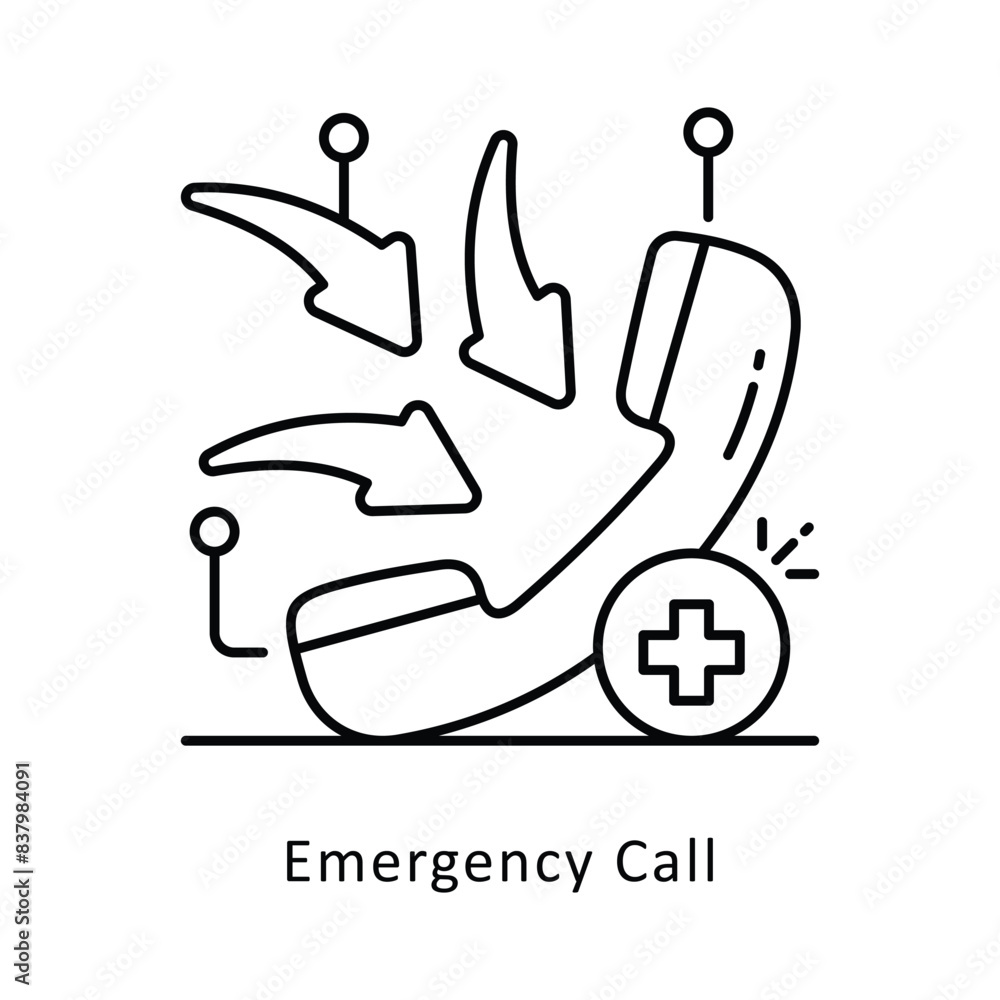 Emergency Call vector outline icon style illustration. Symbol on White background EPS 10 File Emergency Call vector outline icon style illustration. Symbol on White background EPS 10 File