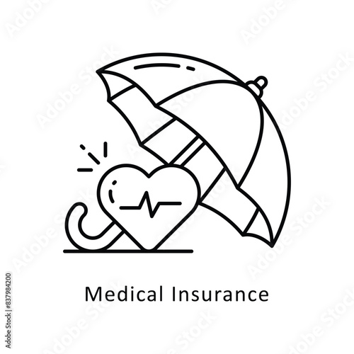 Medical Insurance vector outline icon style illustration. Symbol on White background EPS 10 File