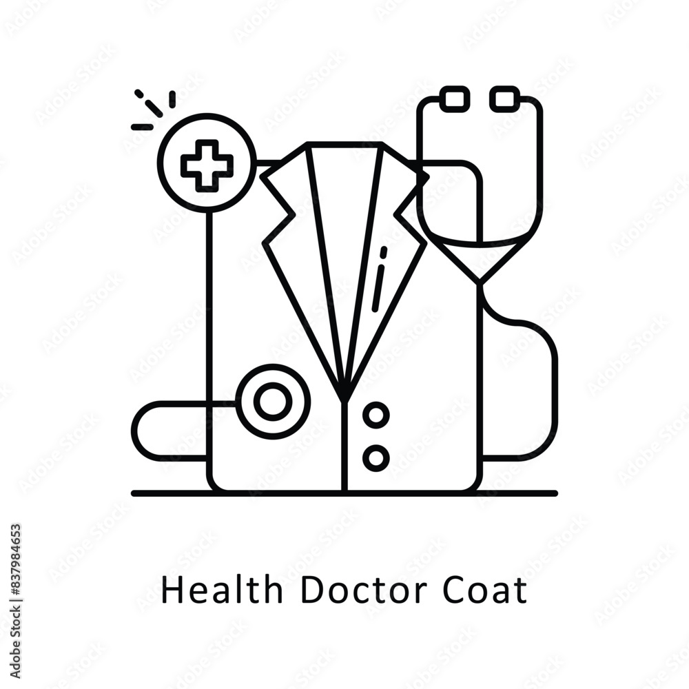 Health Doctor Coat vector outline icon style illustration. Symbol on White background EPS 10 File Health Doctor Coat vector outline icon style illustration. Symbol on White background EPS 10 File