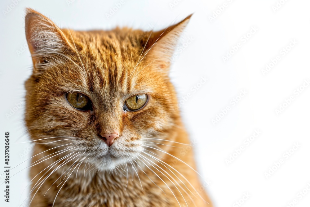 Obraz premium Mystic portrait of gato colorado, copy space on right side, Anger, Menacing, Headshot, Close-up View Isolated on white background