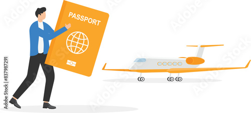 Politician or embassy worker with diplomatic passport. Diplomatic immunity passport. Global politics, international relations. Flights around world without restrictions and visa bans. flat vector


