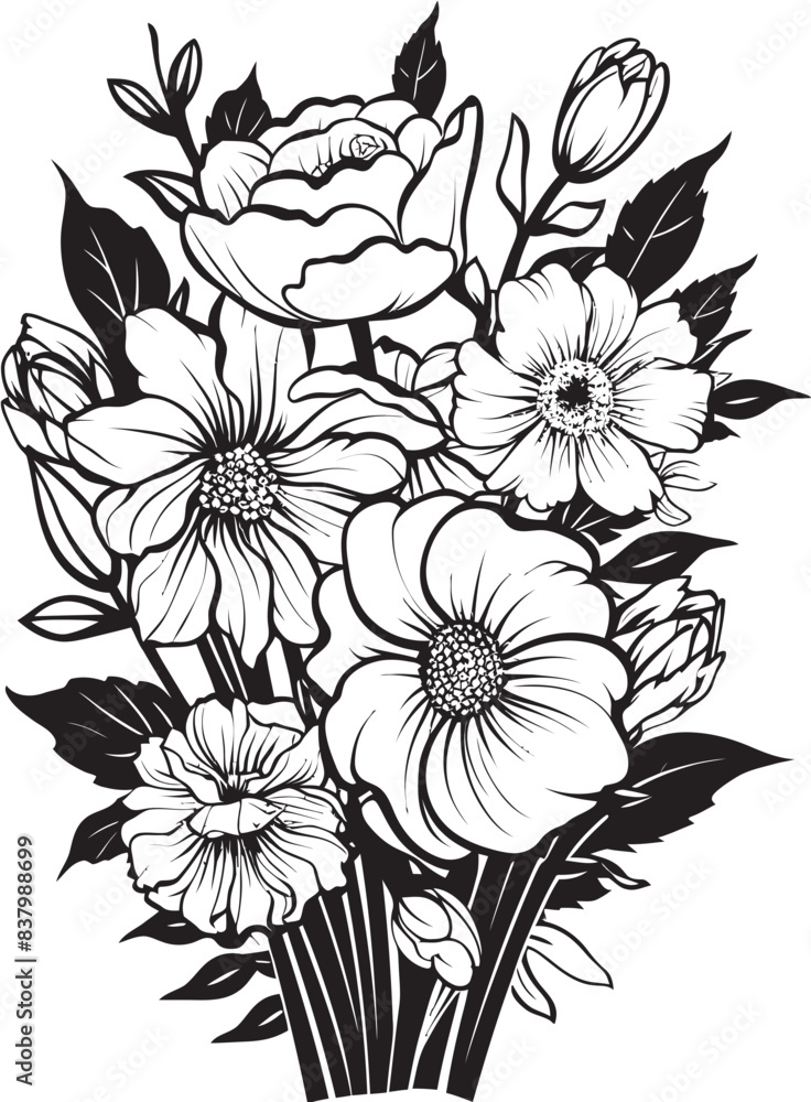 Fototapeta premium Blossom Radiance Flower Vector Design Blooming Bliss Floral Icon Graphic