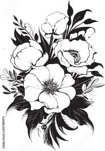 Graceful Petals Flower Bunch Vector Icon Delicate Blooms Floral Vector Logo Design