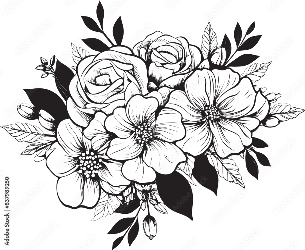 Fototapeta premium Blooming Delight Floral Vector Art Graceful Petals Flower Logo Graphic