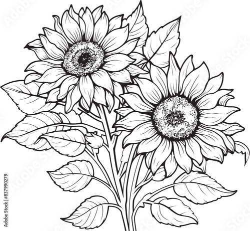 Wallpaper Mural Sunflower Bloom Symphony Vector Graphic Sunlit Petals Sunflower Bouquet Design Torontodigital.ca