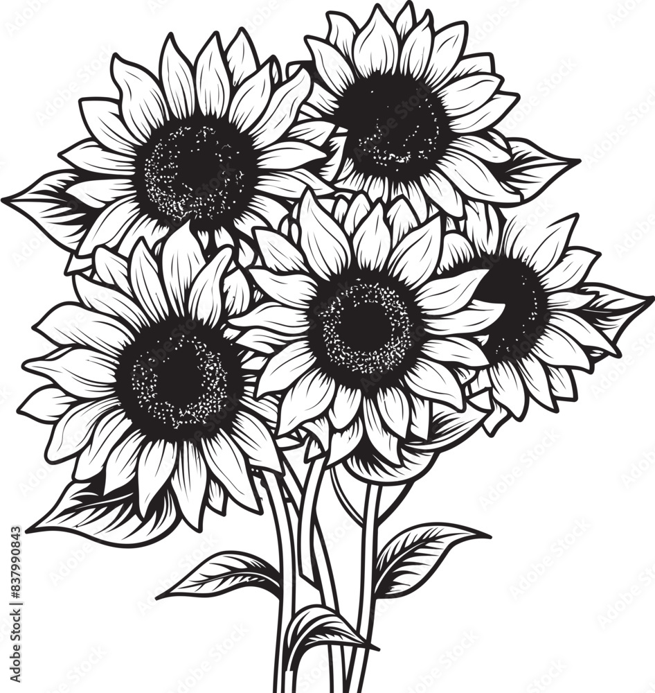 Fototapeta premium Sunlit Sunflower Elegance Icon Graphic Sunflower Bliss Vector Logo Design