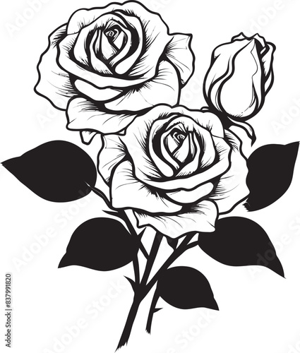 Wallpaper Mural Rosy Radiance Vector Graphic Bliss Blossom Symphony Rose Iconic Design Torontodigital.ca