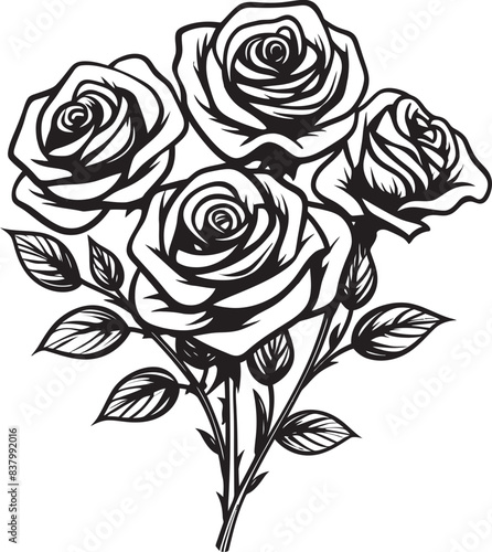 Wallpaper Mural Petal Perfection Bunch of Roses Graphic Elegant Rose Bouquet Logo Vector Torontodigital.ca