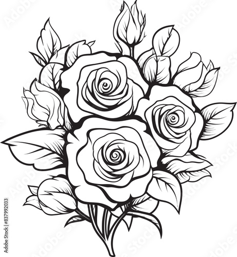 Wallpaper Mural Floral Fusion Iconic Logo Harmony Graceful Roses Rose Bunch Vector Torontodigital.ca