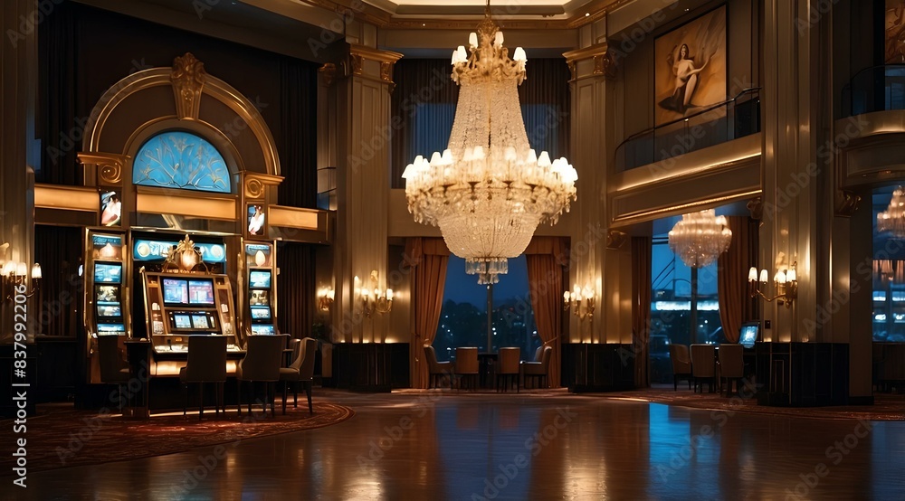 Obraz premium Luxurious Casino Interior with Chandeliers