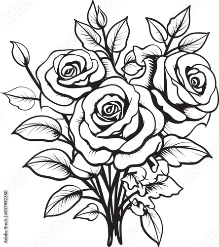 Wallpaper Mural Elegant Rose Bouquet Graphic Art Rosy Radiance Vector Logo Bliss Torontodigital.ca