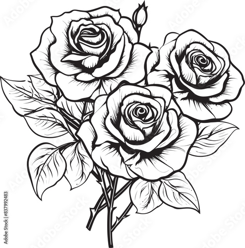 Wallpaper Mural Petal Perfection Bunch of Roses Icon Rosy Bloom Bliss Graphic Logo Torontodigital.ca