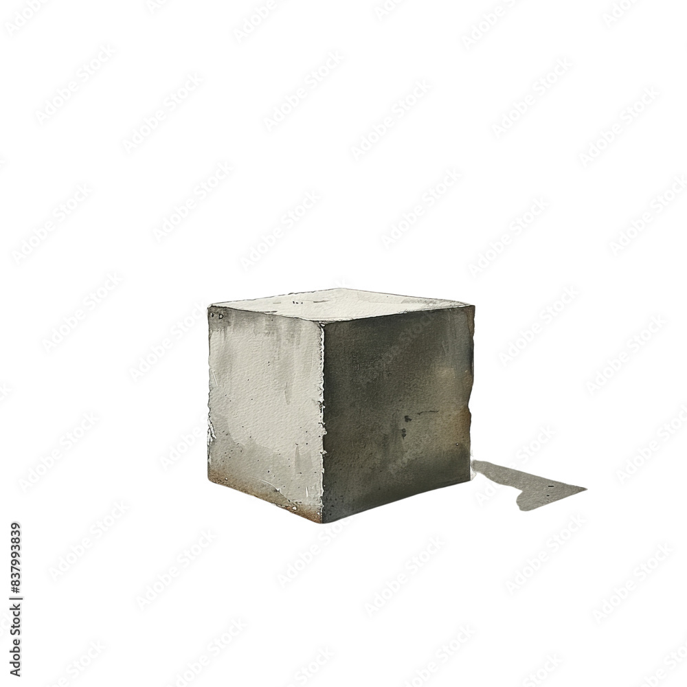 A concrete cube with a metallic strip, isolated on a white background. Perfect for construction, industrial, and design-themed projects. A concrete cube with a metallic strip, isolated on a white background. Perfect for construction, industrial, and design-themed projects.