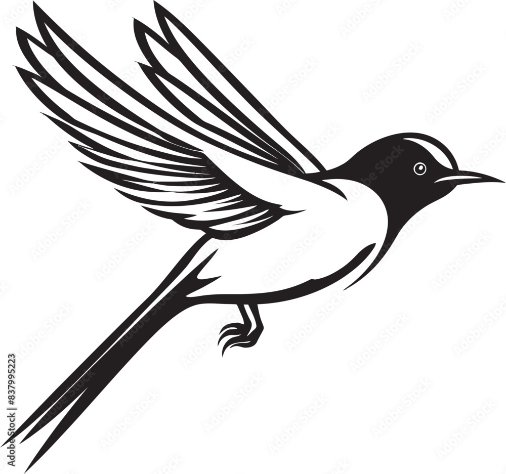 Naklejka premium Fluttering Fantasy Vector Housebird Icon Skyward Serenity Cartoon Logo Art