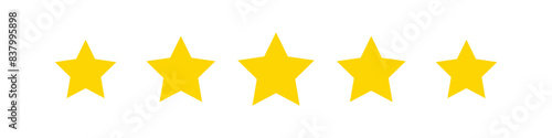Gold Stars rating icon set, five star rating, Vector illustration.