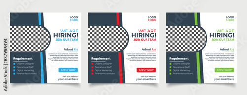 We are hiring job vacancy for social media post banner or square web banner template vector design