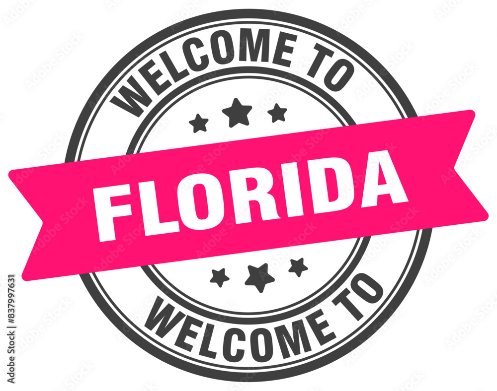 Welcome to Florida stamp. Florida round sign Welcome to Florida stamp. Florida round sign
