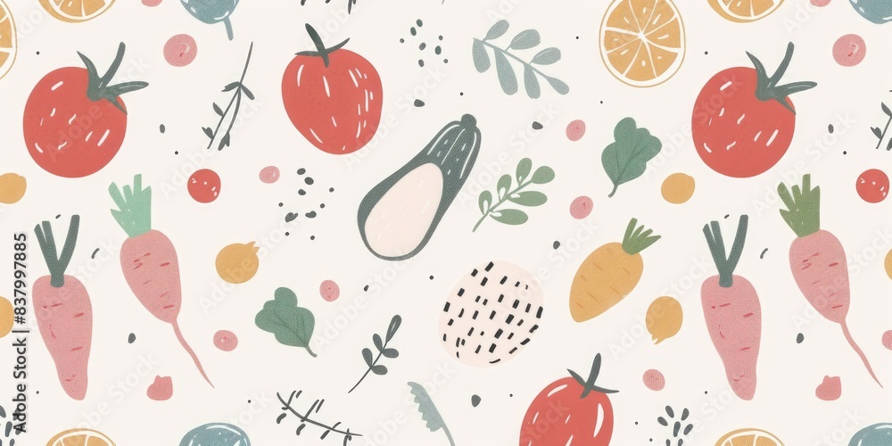 Pastel Vegetables Seamless Pattern Design Pastel Vegetables Seamless Pattern Design