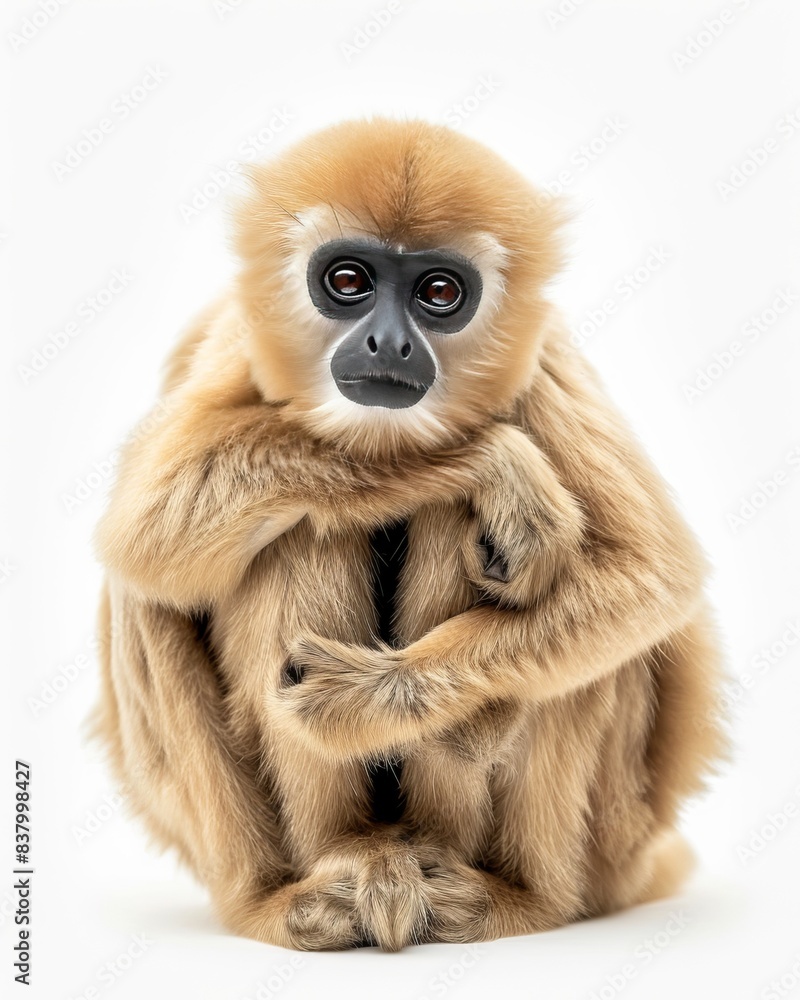 the Bornean Agile Gibbon copy space on right Isolated on white background the Bornean Agile Gibbon copy space on right Isolated on white background