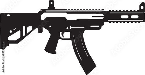 Precision Powerhouse Machine Gun Logo Stealth Striker Vector Icon Design