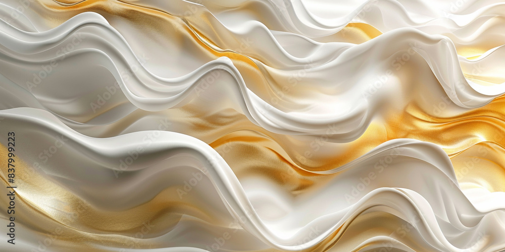 Fototapeta premium Abstract background with golden and white waves