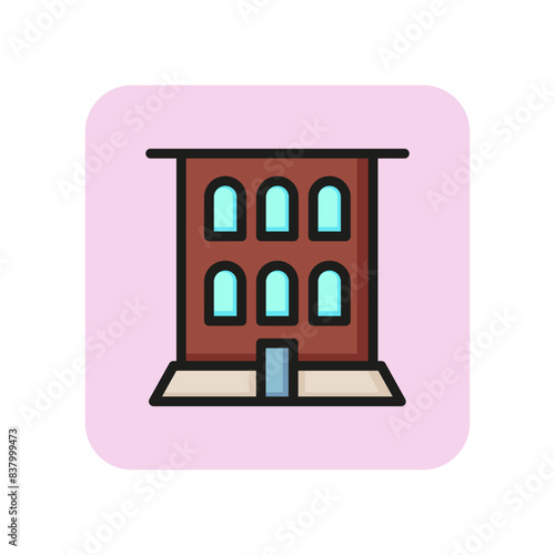 Administration building line icon.  Office, urban, exterior. Architecture concept. Vector illustration can be used for topics like government, parliament, city