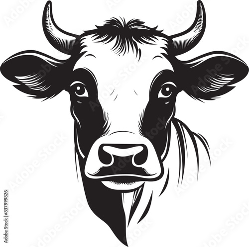 Moo Majesty Cow Iconic Graphic Pastoral Panache Vector Logo Art