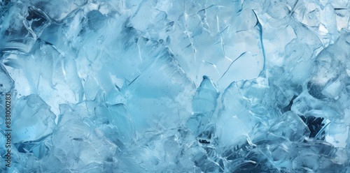 ice texture in the form of ice cubes on a blue background photo