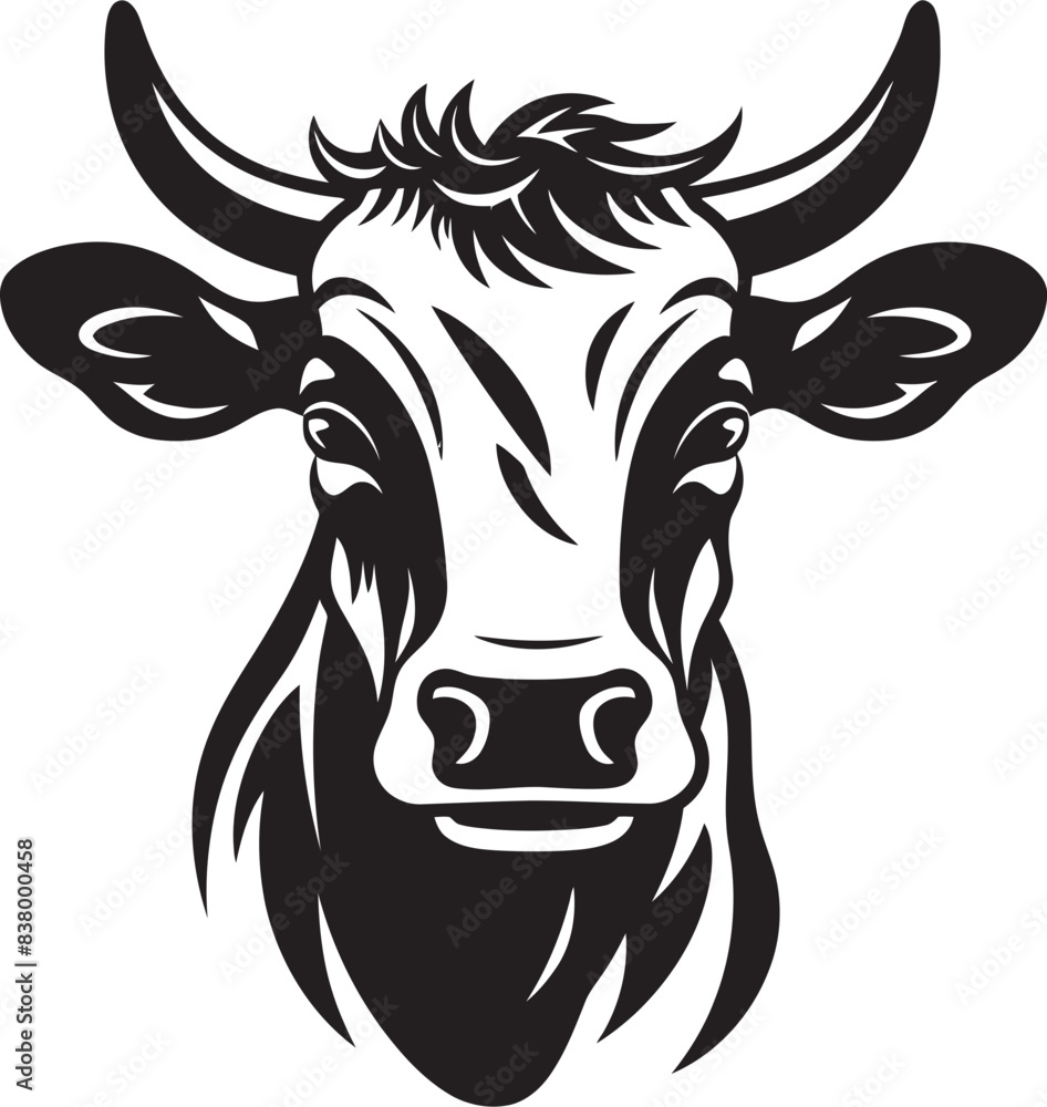 Fototapeta premium Horned Heritage Logo Vector Graphic Pastoral Panache Cow Iconic Art