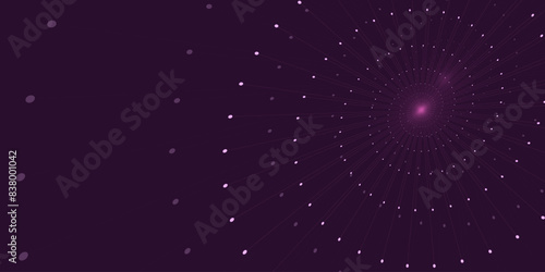 Abstract minimalist background.Futuristic space illustration Vector modern design Universal banner Cyberspace Sound wave Dynamic spiral Sci-Fi banner Digital particle circle with noise
