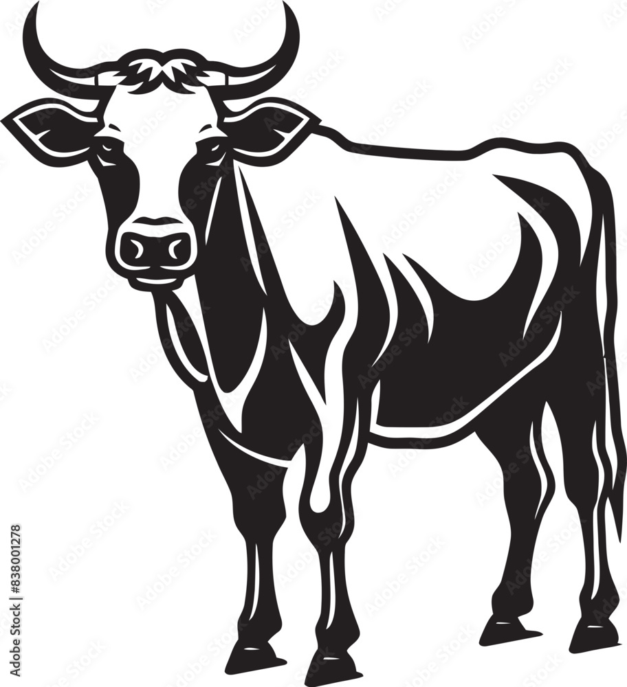 Fototapeta premium Bovine Bloom Iconic Cow Icon Meadow Muse Logo Vector Design
