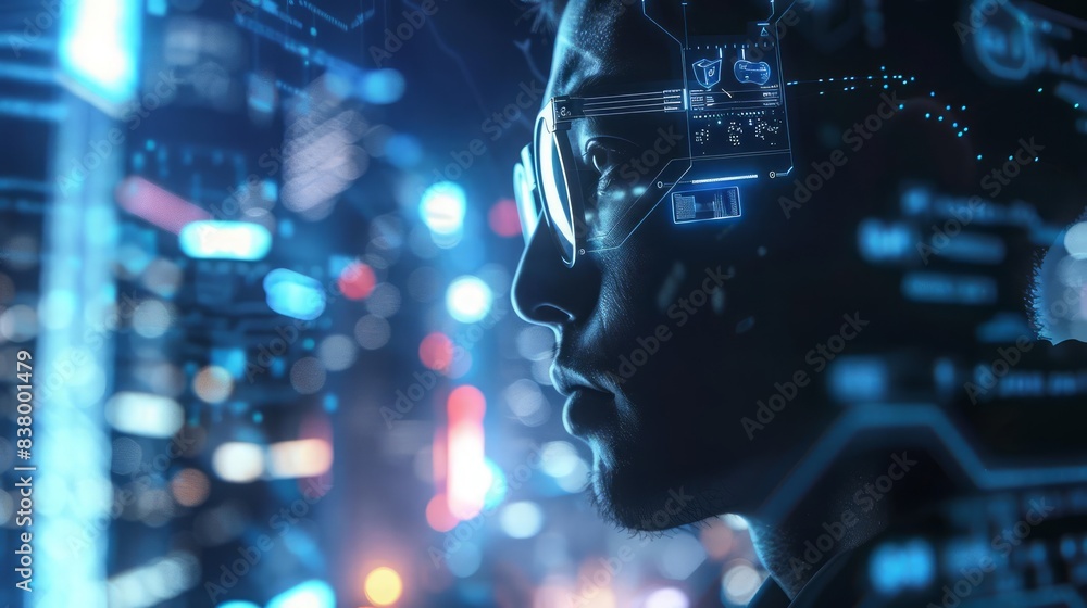 A market analyst uses advanced AI tools to uncover personalized trends in a futuristic marketplace shrouded in intrigue A market analyst uses advanced AI tools to uncover personalized trends in a futuristic marketplace shrouded in intrigue