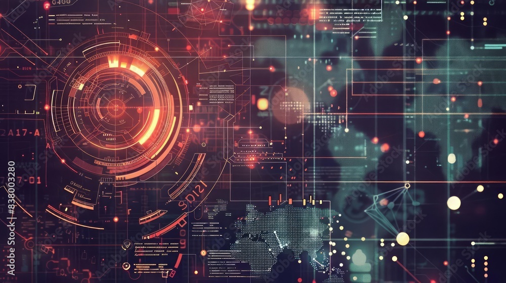 Obraz premium An enigmatic infographic in a futuristic style reveals hidden data patterns that could change the world