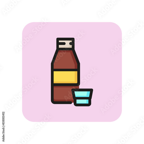 Cough syrup line icon. Bottle, liquid, cold. Throat pain concept. Vector illustration can be used for topics like treatment, herbal syrup, medicine