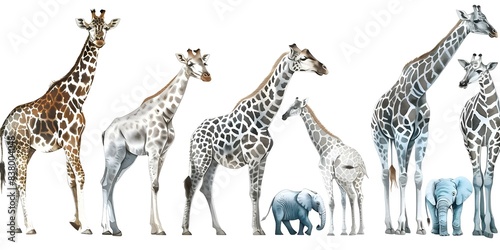 Realistic African animal watercolor set on white background for teaching materials. Concept Watercolor Set  African Animals  Realistic Illustrations  Teaching Materials  White Background