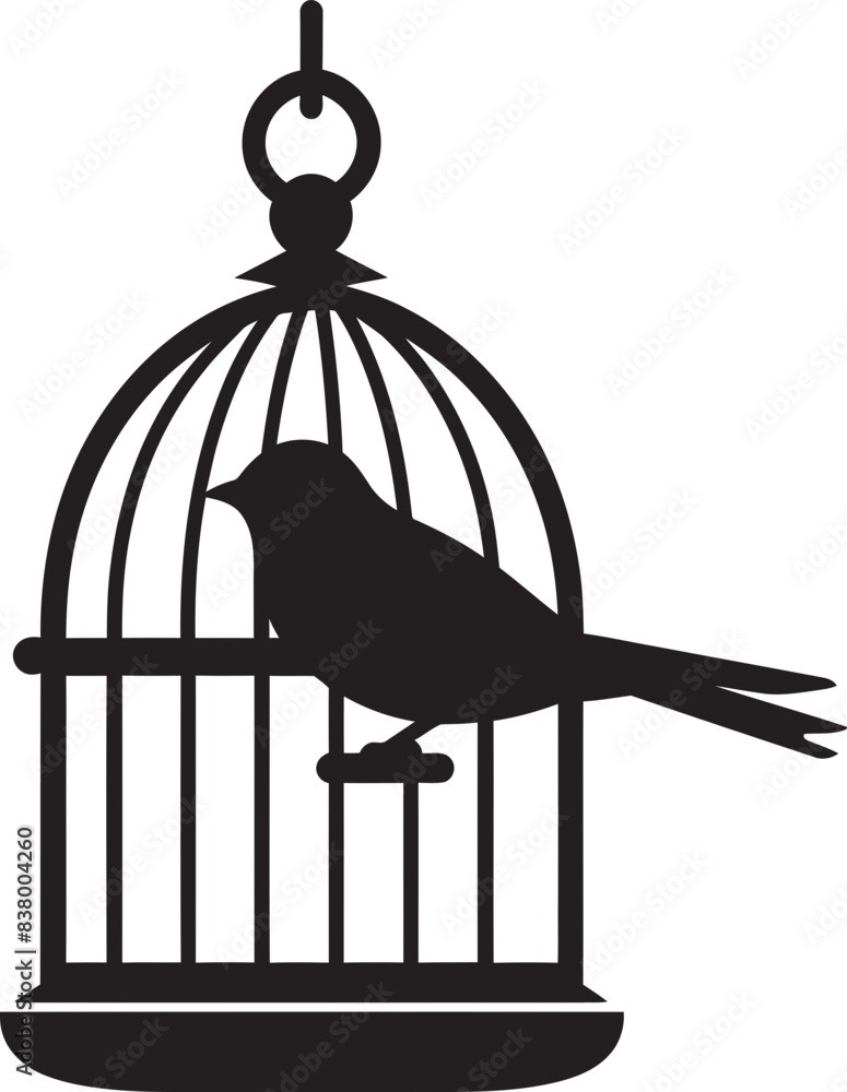 Fototapeta premium Lovable Caged Bird Graphic Design Cheerful Bird in Cage Vector Art