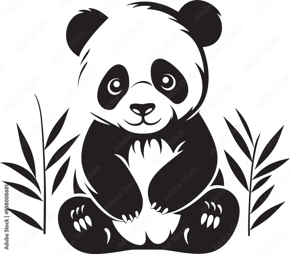 Fototapeta premium Cute Panda Cartoon Vector Adorable Panda Graphic Logo