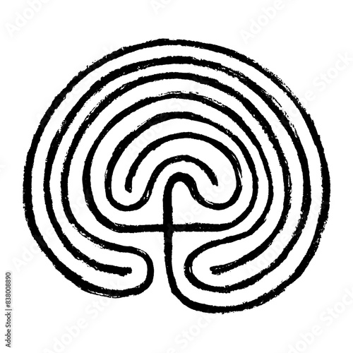 Crete traditional symbol. Cretan labyrinth line art vector