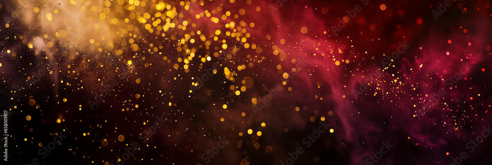 Bunte Bokeh Lichter in rot und gold Leuchtfarben als Explosion als Hintergrundmotiv