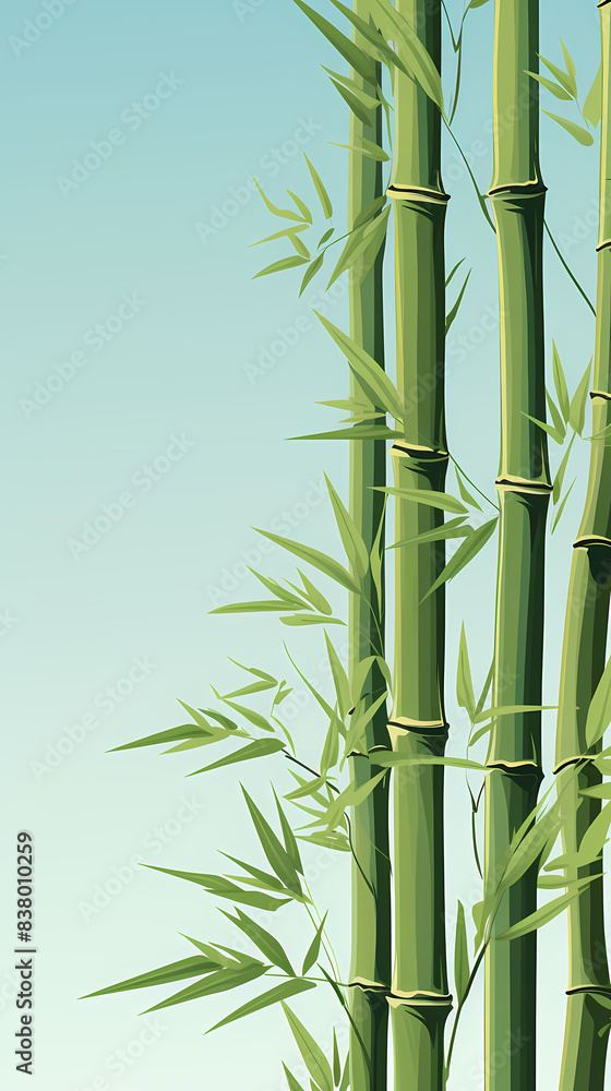 Naklejka premium Slender upright bamboo pole