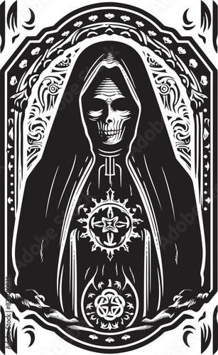 Santa Muerte Vector Logo Modern Interpretation Iconic Santa Muerte Symbol Design