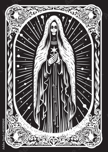 Traditional Santa Muerte Logo Design Santa Muerte Icon with Roses