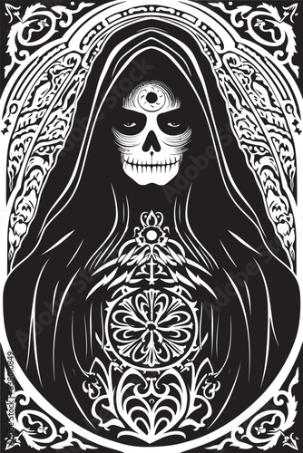 Santa Muerte Skeleton Vector Art Traditional Santa Muerte Logo Design