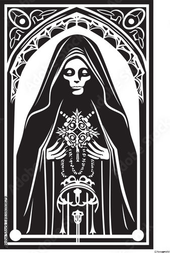 Santa Muerte Vector Portrait Ornate Santa Muerte Logo
