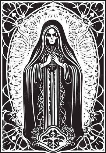 Santa Muerte Floral Design Santa Muerte Holy Cross Vector