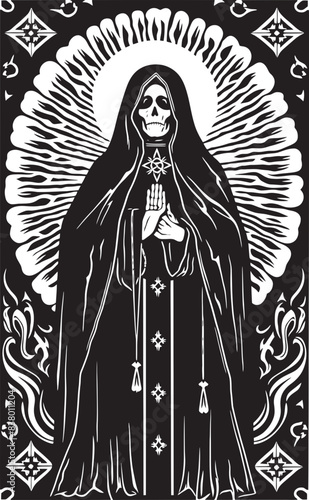 Santa Muerte Dagger Vector Santa Muerte Gold Coin Graphic