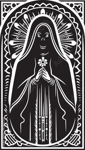 Santa Muerte Holy Cross Vector Santa Muerte Tattoo Flash Graphic