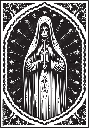 Santa Muerte Gold Coin Graphic Santa Muerte Cloaked Icon
